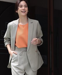 THE SHOP TK （ザ ショップ ティーケー ）の「◆【SETUP可/洗える！/シワになりにくい】麻調リラックスダブルテーラージャケット（テーラードジャケット・レディース）」