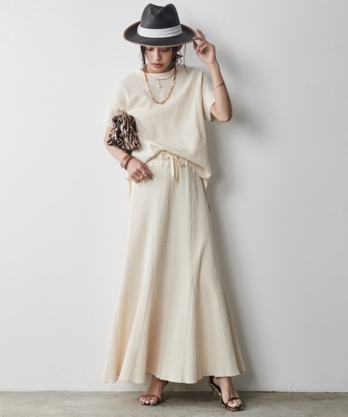 CHIC STYLE（シックスタイル）の「＜大きいサイズ＞綿100％ワッフルフレンチスリーブカットソープルオーバー シックスタイル（Tシャツ/カットソー・レディース・ネイビー/スミクロ/アイボリー・L/LL/3L/4L/5L）」の19枚目の写真