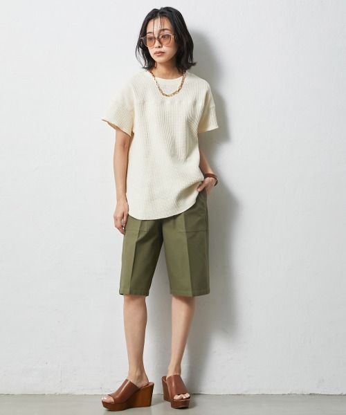 CHIC STYLE（シックスタイル）の「＜大きいサイズ＞綿100％ワッフルフレンチスリーブカットソープルオーバー シックスタイル（Tシャツ/カットソー・レディース・ネイビー/スミクロ/アイボリー・L/LL/3L/4L/5L）」の16枚目の写真