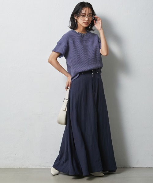 CHIC STYLE（シックスタイル）の「＜大きいサイズ＞綿100％ワッフルフレンチスリーブカットソープルオーバー シックスタイル（Tシャツ/カットソー・レディース・ネイビー/スミクロ/アイボリー・L/LL/3L/4L/5L）」の6枚目の写真