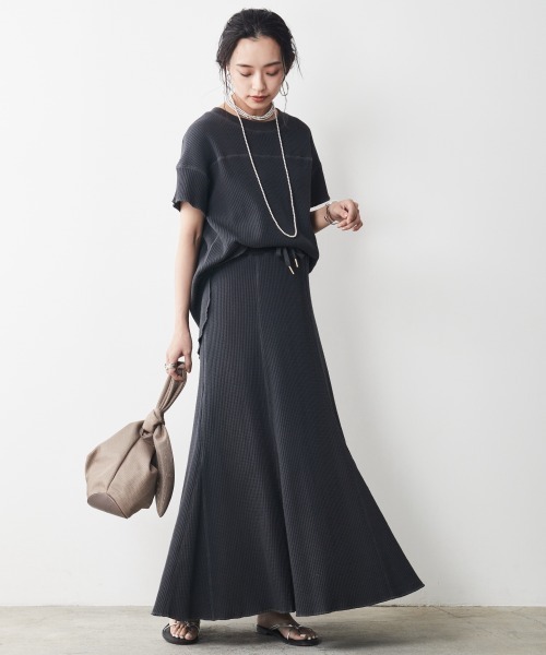 CHIC STYLE（シックスタイル）の「＜大きいサイズ＞綿100％ワッフルフレンチスリーブカットソープルオーバー シックスタイル（Tシャツ/カットソー・レディース・ネイビー/スミクロ/アイボリー・L/LL/3L/4L/5L）」の9枚目の写真