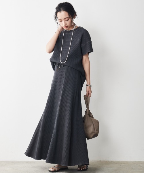 CHIC STYLE（シックスタイル）の「＜大きいサイズ＞綿100％ワッフルフレンチスリーブカットソープルオーバー シックスタイル（Tシャツ/カットソー・レディース・ネイビー/スミクロ/アイボリー・L/LL/3L/4L/5L）」の22枚目の写真