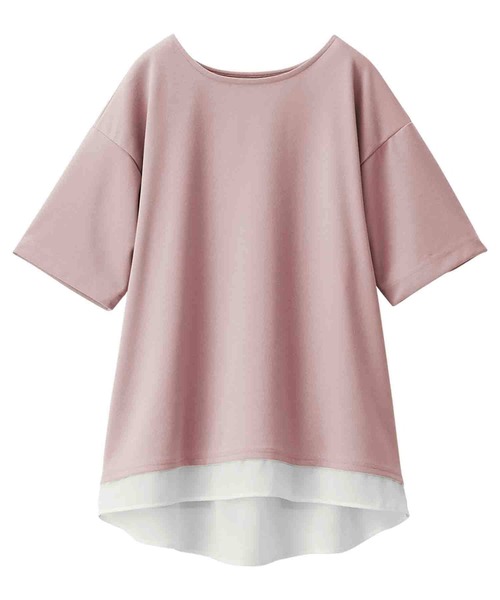 Viola e Viola(ヴィオラエヴィオラ)の「レイヤード風Tシャツブラウス(Tシャツ/カットソー・レディース・ピンク/ダークネイビー/ミント/グレイッシュブルー/サンドグレー/グリーン・LARGE/MEDIUM/X-LARGE/XX-LARGE)」の6枚目の写真