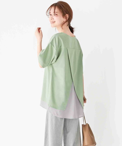 Viola e Viola(ヴィオラエヴィオラ)の「レイヤード風Tシャツブラウス(Tシャツ/カットソー・レディース・ピンク/ダークネイビー/ミント/グレイッシュブルー/サンドグレー/グリーン・LARGE/MEDIUM/X-LARGE/XX-LARGE)」の12枚目の写真