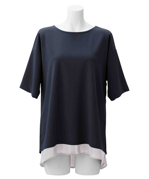 Viola e Viola(ヴィオラエヴィオラ)の「レイヤード風Tシャツブラウス(Tシャツ/カットソー・レディース・ピンク/ダークネイビー/ミント/グレイッシュブルー/サンドグレー/グリーン・LARGE/MEDIUM/X-LARGE/XX-LARGE)」の14枚目の写真