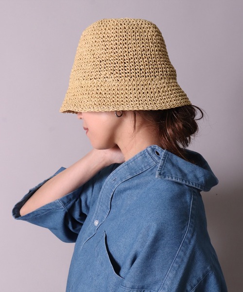 BAYBLO（ベイブロ）の「(CR)【サイズ調節可能】サマー クローシェハット（ハット・レディース・ブラック/ナチュラル/ベージュ・FREE）」の3枚目の写真