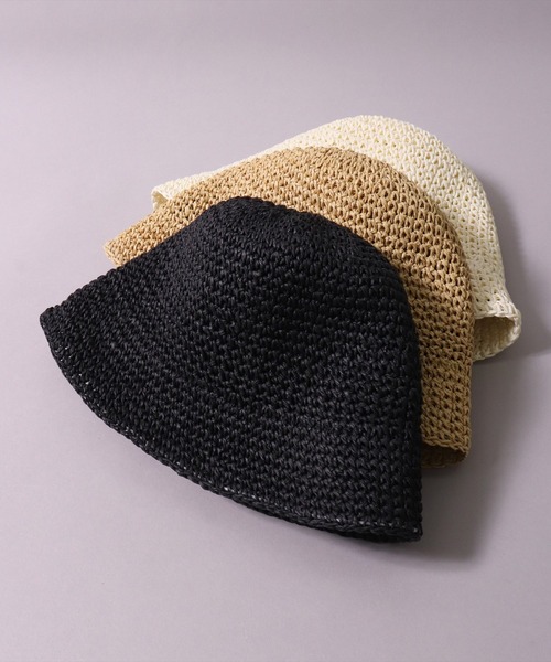 BAYBLO（ベイブロ）の「(CR)【サイズ調節可能】サマー クローシェハット（ハット・レディース・ブラック/ナチュラル/ベージュ・FREE）」の7枚目の写真