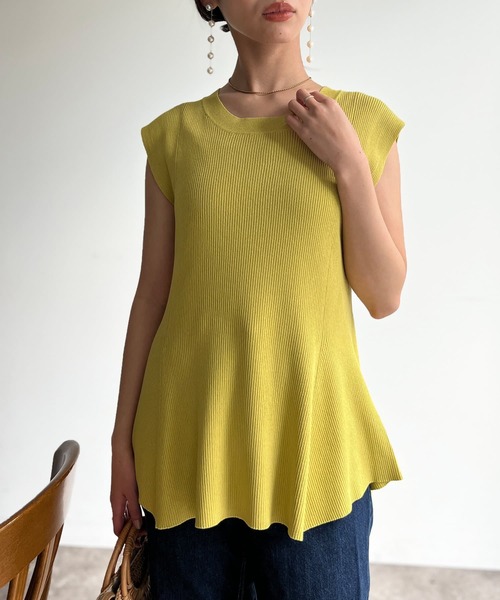 Chez toi（シェトワ）の「ペプラムフレンチスリーブプルオーバー（ニット/セーター・レディース・イエロー/アイボリー/グリーン/ブラック・FREE）」の19枚目の写真