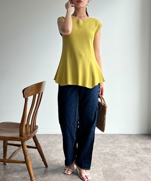 Chez toi（シェトワ）の「ペプラムフレンチスリーブプルオーバー（ニット/セーター・レディース・イエロー/アイボリー/グリーン/ブラック・FREE）」の21枚目の写真