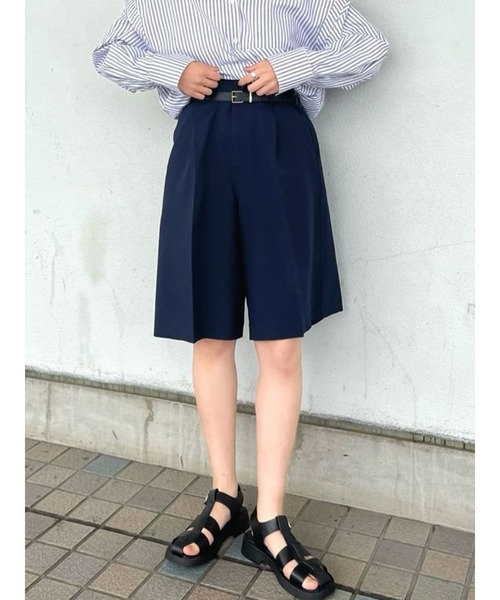 Te chichi TERRASSE(テチチテラス)の「麻調ハーフパンツ(セットアップ可)(その他パンツ・レディース・グリーン/ネイビー/ベージュ・フリ-)」の3枚目の写真