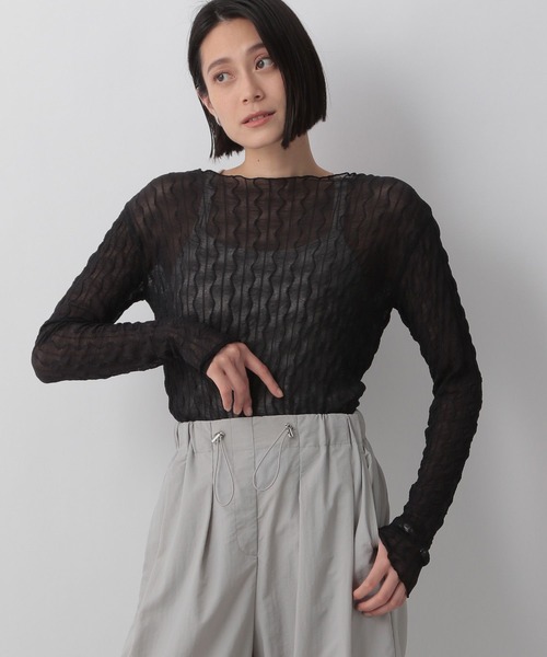 LOWRYS FARM（ローリーズファーム）の「ヘンケイシアークルーロングスリーブ　905188（Tシャツ/カットソー・レディース・ブラック/オフホワイト/イエロー/パープル・FREE）」の17枚目の写真