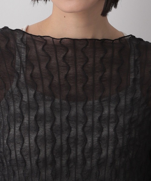 LOWRYS FARM（ローリーズファーム）の「ヘンケイシアークルーロングスリーブ　905188（Tシャツ/カットソー・レディース・ブラック/オフホワイト/イエロー/パープル・FREE）」の7枚目の写真