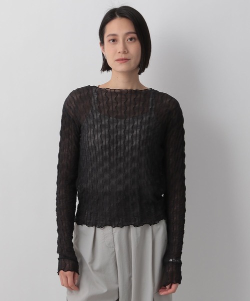 LOWRYS FARM（ローリーズファーム）の「ヘンケイシアークルーロングスリーブ　905188（Tシャツ/カットソー・レディース・ブラック/オフホワイト/イエロー/パープル・FREE）」の18枚目の写真