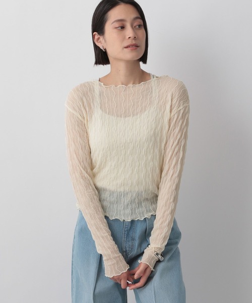 LOWRYS FARM（ローリーズファーム）の「ヘンケイシアークルーロングスリーブ　905188（Tシャツ/カットソー・レディース・ブラック/オフホワイト/イエロー/パープル・FREE）」の13枚目の写真