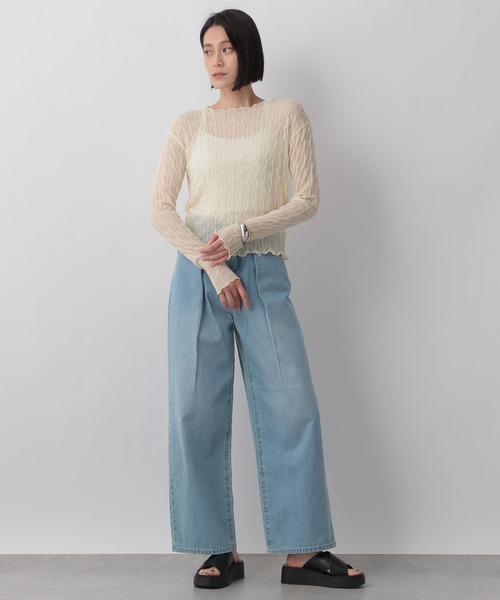 LOWRYS FARM（ローリーズファーム）の「ヘンケイシアークルーロングスリーブ　905188（Tシャツ/カットソー・レディース・ブラック/オフホワイト/イエロー/パープル・FREE）」の10枚目の写真