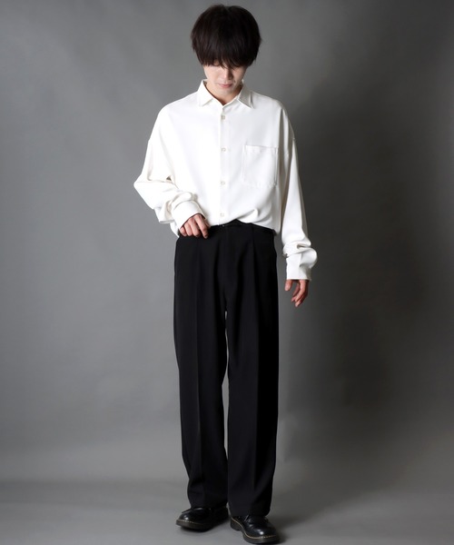 SITRY（シトリー）の「loose tapered tuck wide Pants/ルーズ テーパード タック ワイドパンツ（スラックス・メンズ・ブラック/オフホワイト・M/L）」の17枚目の写真