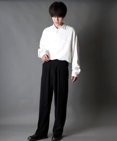 SITRY（シトリー）の「loose tapered tuck wide Pants/ルーズ テーパード タック ワイドパンツ（スラックス・メンズ・ブラック/オフホワイト・M/L）」の18枚目の写真