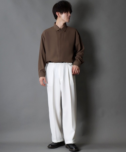 SITRY（シトリー）の「loose tapered tuck wide Pants/ルーズ テーパード タック ワイドパンツ（スラックス・メンズ・ブラック/オフホワイト・M/L）」の19枚目の写真