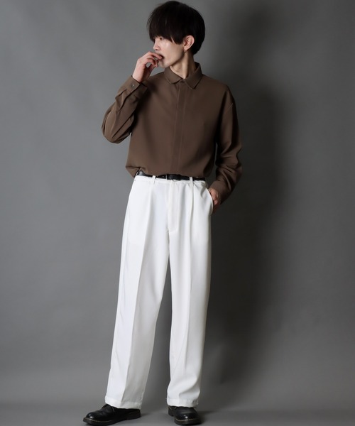 SITRY（シトリー）の「loose tapered tuck wide Pants/ルーズ テーパード タック ワイドパンツ（スラックス・メンズ・ブラック/オフホワイト・M/L）」の20枚目の写真