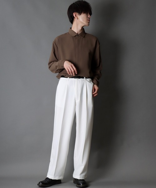 SITRY（シトリー）の「loose tapered tuck wide Pants/ルーズ テーパード タック ワイドパンツ（スラックス・メンズ・ブラック/オフホワイト・M/L）」の22枚目の写真