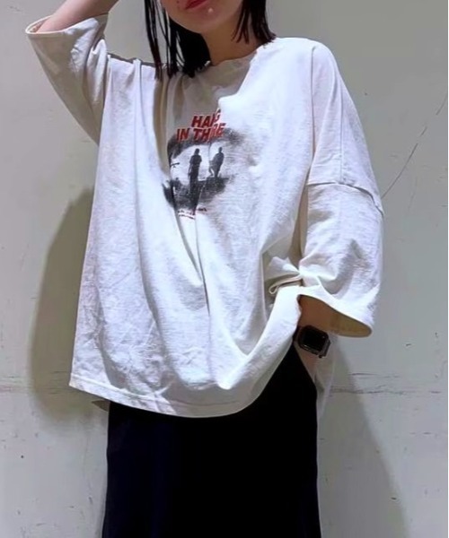 niko and...(ニコアンド)の「BIGアソートROCKTシャツ(Tシャツ/カットソー・レディース・ピンク/チャコール/ブラック/オフホワイト・FREE)」の10枚目の写真