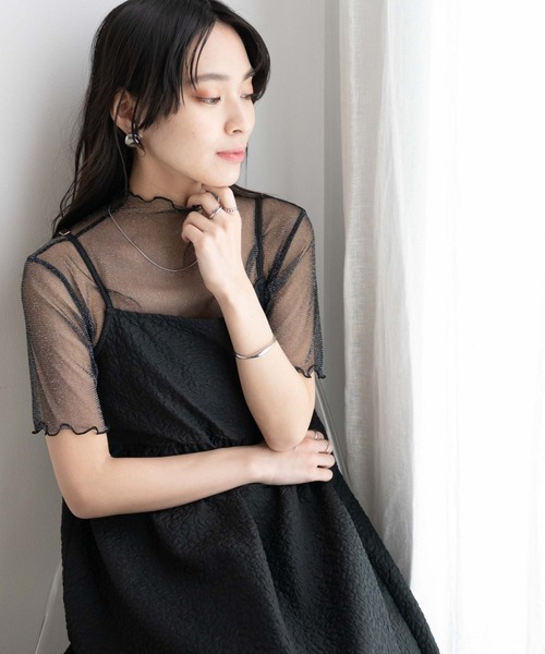 WEGO（ウィゴー）の「WEGO/ラメシアートップス（Tシャツ/カットソー・レディース・ブラック/アイボリー/ブルー・FREE）」の3枚目の写真