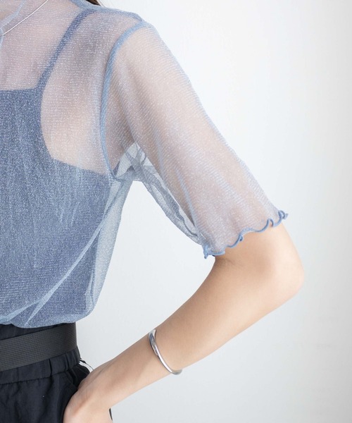 WEGO（ウィゴー）の「WEGO/ラメシアートップス（Tシャツ/カットソー・レディース・ブラック/アイボリー/ブルー・FREE）」の9枚目の写真