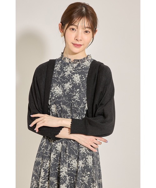 tocco closet（トッコ　クローゼット）の「袖口スカラップラメ入りボレロライクパーカー（パーカー・レディース・ホワイト/ブラック/ピンク・M）」の7枚目の写真