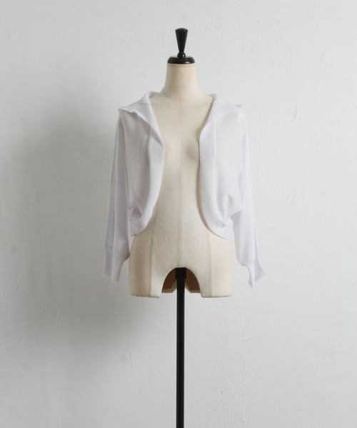 tocco closet（トッコ　クローゼット）の「袖口スカラップラメ入りボレロライクパーカー（パーカー・レディース・ホワイト/ブラック/ピンク・M）」の8枚目の写真