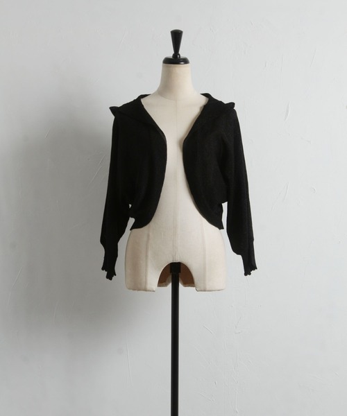 tocco closet（トッコ　クローゼット）の「袖口スカラップラメ入りボレロライクパーカー（パーカー・レディース・ホワイト/ブラック/ピンク・M）」の9枚目の写真