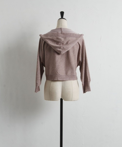 tocco closet（トッコ　クローゼット）の「袖口スカラップラメ入りボレロライクパーカー（パーカー・レディース・ホワイト/ブラック/ピンク・M）」の11枚目の写真