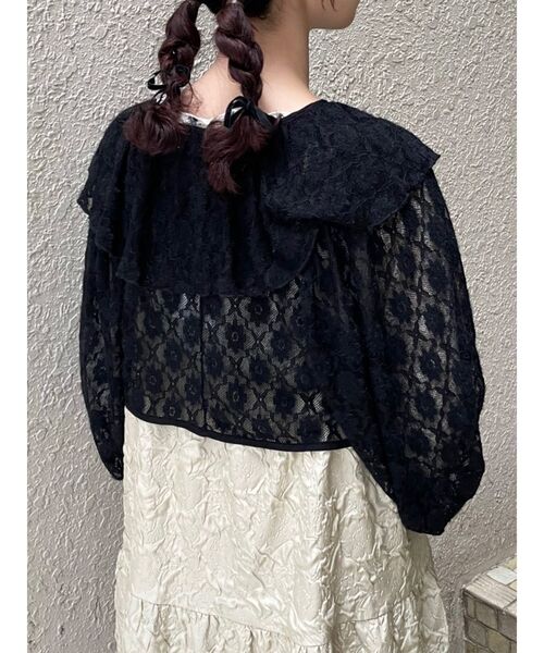 merry jenny（メリージェニー）の「レースフリルボレロ（カーディガン/ボレロ・レディース・オフホワイト/ブラック・FREE）」の4枚目の写真