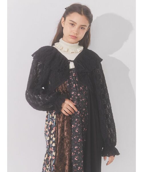 スーパービューティー♡完売！新作前立てレースフリルニットカーディガン ボレロ merry jenny（メリージェニー）の「レースフリルボレロ（カーディガン