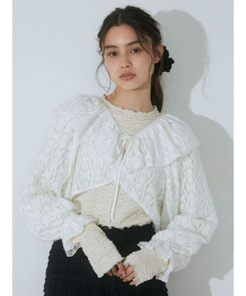 merry jenny（メリージェニー）の「レースフリルボレロ（カーディガン/ボレロ・レディース・オフホワイト/ブラック・FREE）」の15枚目の写真