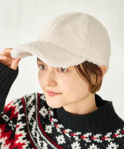 green label relaxing（グリーンレーベルリラクシング）の「【WEB限定】ボアキャップ / 帽子（キャップ・レディース・ライトグレー/ブラック/オフホワイト・FREE）」の12枚目の写真