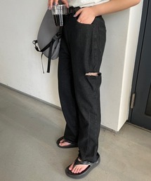 【 カット / ノーマル 2パターン展開 】ワイドバギーデニムパンツ