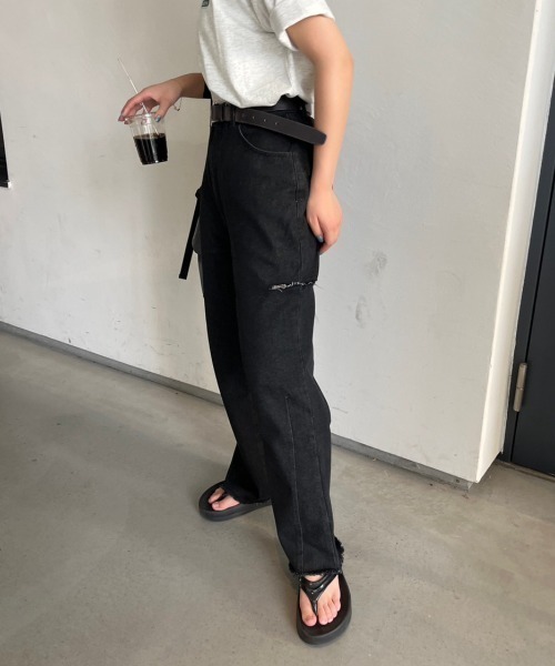 nemne store（ネンネストア）の「【 カット / ノーマル 2パターン展開 】ワイドバギーデニムパンツ（デニムパンツ・レディース・ブルー/ブラック/ブルー系その他/ブラック系その他・SMALL/MEDIUM）」の18枚目の写真