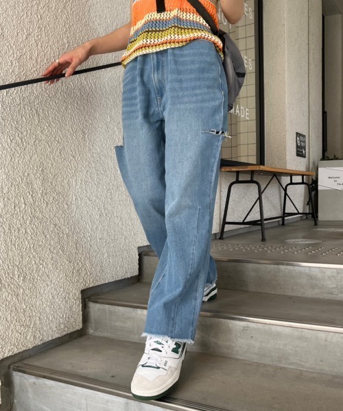nemne store（ネンネストア）の「【 カット / ノーマル 2パターン展開 】ワイドバギーデニムパンツ（デニムパンツ・レディース・ブルー/ブラック/ブルー系その他/ブラック系その他・SMALL/MEDIUM）」の12枚目の写真