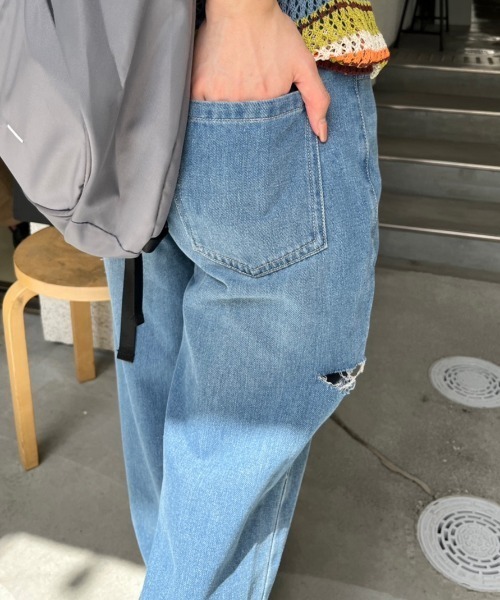 nemne store（ネンネストア）の「【 カット / ノーマル 2パターン展開 】ワイドバギーデニムパンツ（デニムパンツ・レディース・ブルー/ブラック/ブルー系その他/ブラック系その他・SMALL/MEDIUM）」の14枚目の写真