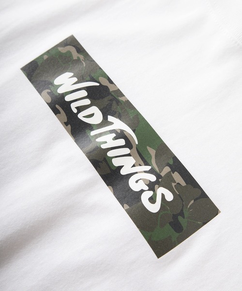 WILD THINGS(ワイルドシングス)の「【WILD THINGS/ワイルドシングス】ブランドロゴ ボックスロゴ プリントTシャツ/ 半袖Tシャツ/BOX LOGO T-SHIRT/ビッグシルエット(Tシャツ/カットソー・メンズ・グリーン/ホワイト/ベージュ/ブラック・M/L)」の11枚目の写真