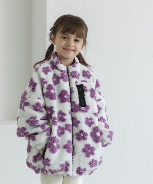 pairmanon（ペアマノン）の「【ママとおそろい】ボリューム袖 ボア 長袖 ブルゾン ジャケット アウター（ブルゾン・キッズ・スモークピンク/グレイッシュベージュ/グリーン系その他2/ブルー系その他3/ベージュ系その他/モカ/アイボリー/ブラック系その他2/ライトピンク/ブラウン系その他/ミント/ブラウン/ホワイト系その他/その他・150/130/110/90/100/140/120）」の2枚目の写真