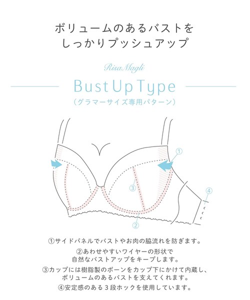 Risa Magli(リサマリ)の「ラーラ ブラジャー(ブラジャー・レディース・ピンク/グリーン系/アイボリー・G65/G70/H70/H65/H75/G75)」の11枚目の写真