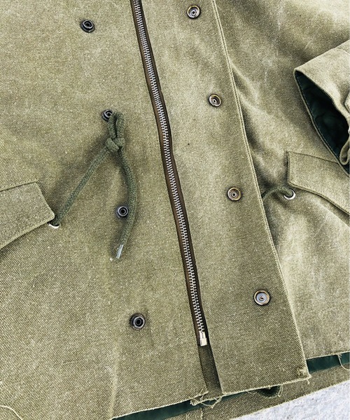 ALL RUNS（オールランズ）の「▲SHORT LENGTH HIGA-NECK JACKET/ショート丈ハイネックジャケット　Y2K（ミリタリージャケット・メンズ・カーキ・FREE）」の7枚目の写真
