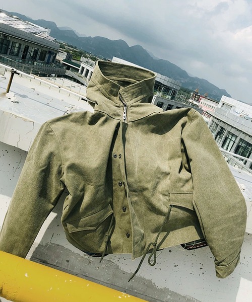 ALL RUNS（オールランズ）の「▲SHORT LENGTH HIGA-NECK JACKET/ショート丈ハイネックジャケット　Y2K（ミリタリージャケット・メンズ・カーキ・FREE）」の10枚目の写真