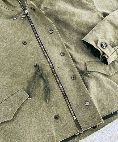 ALL RUNS（オールランズ）の「▲SHORT LENGTH HIGA-NECK JACKET/ショート丈ハイネックジャケット　Y2K（ミリタリージャケット・メンズ・カーキ・FREE）」の9枚目の写真