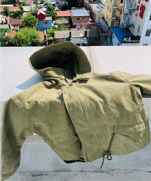 ALL RUNS（オールランズ）の「▲SHORT LENGTH HIGA-NECK JACKET/ショート丈ハイネックジャケット　Y2K（ミリタリージャケット・メンズ・カーキ・FREE）」の11枚目の写真