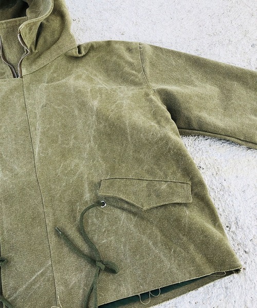 ALL RUNS（オールランズ）の「▲SHORT LENGTH HIGA-NECK JACKET/ショート丈ハイネックジャケット　Y2K（ミリタリージャケット・メンズ・カーキ・FREE）」の4枚目の写真