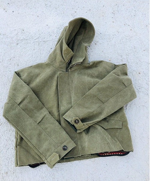 ALL RUNS（オールランズ）の「▲SHORT LENGTH HIGA-NECK JACKET/ショート丈ハイネックジャケット　Y2K（ミリタリージャケット・メンズ・カーキ・FREE）」の15枚目の写真