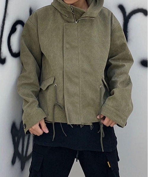 ALL RUNS（オールランズ）の「▲SHORT LENGTH HIGA-NECK JACKET/ショート丈ハイネックジャケット　Y2K（ミリタリージャケット・メンズ・カーキ・FREE）」の17枚目の写真