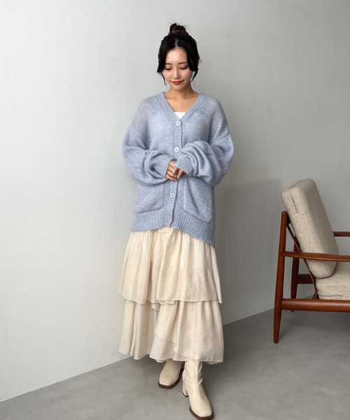 Olu.（オルドット）の「シマールーズニットカーディガン（カーディガン/ボレロ・レディース・ベージュ系その他/ブルー/グリーン/ピンク・FREE）」の5枚目の写真